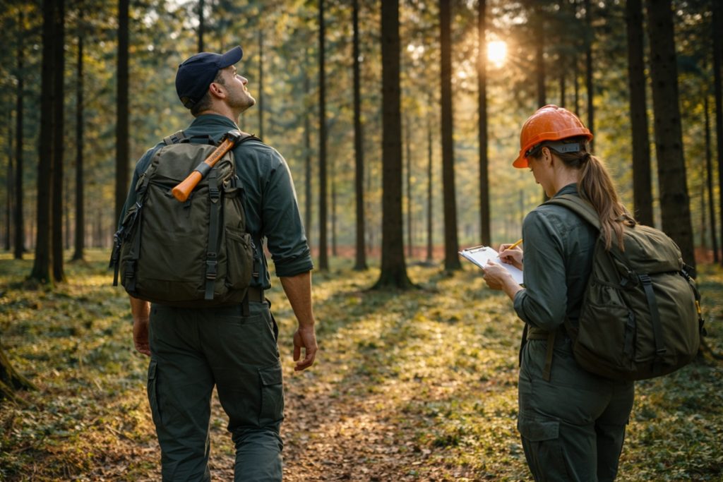 Gozdarski tehnik pri terenskem delu